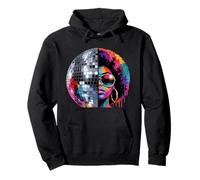 Disco Ball Afro Donna Nera Afro-Americano Afrocentrico Felpa con Cappuccio