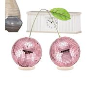 Disco Ball Decorations, Cherry Disco Mirror Ball, 5.91in Lightweight Cherry-Inspired, Aesthetic Desk Ornament for Wedding, Christmas, Club, Holiday, Party, Silver