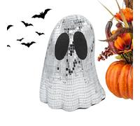Disco Ball Ghost, Glitter Halloween Centerpiece, Sparkly Ghost Tray Decor, Tiered Ornament Display Sign, Festive Spooky Accent Piece for Mantle, Tavolo, Desk, Fireplace, Home, Decoration, Scene