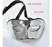 Disco Ball Glitter Mask - Silver Mirror Venetian Masquerade Mask For Halloween, Prom & Parties (Women/Men)