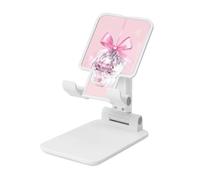 Disco Ball Pink Bow Ribbon Coquette Supporto per cellulare pieghevole Angolo regolabile Altezza Desktop Portatile Cellulare Culla Compatibile con tutti gli Smartphone Bianco Stile