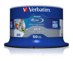 DISCO BLU-RAY REGISTRABILE VERBATIM 43812 BD-R 25GB 6x bobina 50 pezzi
