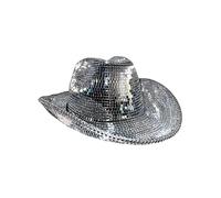 Disco Cowboy Hat, Silver, One Size Fits All, Durable and Sturdy, Excellent Reflective Effect