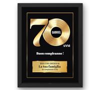 Disco d’Oro personalizzato con foto e nomi - Poster con o senza cornice, Tela o Plexiglas - Regalo per coppie innamorate - Idea regalo per Natale, Anniversario, Matrimonio per Donna e Uomo (70 anni di