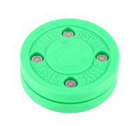 Disco da hockey su ghiaccio in poliossimetilene verde, ideale per allenamento a secco e pattinaggio a rotelle.