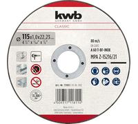 disco da taglio kwb 115 mm x 1,0 mm (extra sottile, acciaio inox e acciaio, tagli puliti e di alta qualità, max. 80 m/s, supporto del disco 22,23 mm)