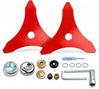 Disco Decespugliatore 3 Denti per McCulloch Li 58T 2017-2020 | 2 Lame Ricambio | Diametro 225mm | Verniciatura Rossa | Foro da 25mm | Accessori Fissaggio | Taglio Potente | Erba Sterpaglie