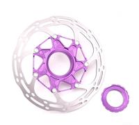 Disco di blocco centrale per bici da strada e mountain bike, con nucleo in alluminio e facce frenanti in acciaio inossidabile, modello scavato di precisione per il raffreddamento (viola, 160 mm)