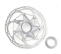 Disco di blocco centrale per bici da strada e mountain bike, con nucleo in alluminio e facce frenanti in acciaio inossidabile, modello di precisione scavato per il raffreddamento (grigio, 140 mm)