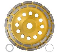 Disco Diamantato a Coppa Doppio, Ruota per Levigatura Calcestruzzo e Pietra, Giallo, 22,23mm - Alta Concentrazione Diamante, Raffreddamento Efficace, Uso Professionale (180 mm)