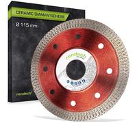 Disco diamantato in ceramica, 115 mm, per piastrelle, gres porcellanato, granito e molto altro ancora, disco diamantato professionale, 115 mm, per bordi puliti, marchio di qualità rendech®
