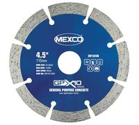 Disco diamantato per calcestruzzo multiuso Mexco GPX10, disco da taglio per materiali edili non abrasivi - 115 mm, altezza segmento 10 mm