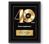 Disco d'Oro murale 40 anni compleanno stile vinile - Regalo personalizzato | Da regalare per i 40 anni: stampa decorativa in stile disco d'oro, con il tuo testo e il tuo messaggio personalizzati