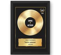 Disco d'oro personalizzato foto nomi testo - Poster con o senza cornice, tela o plexiglass - Regalo coppia amore - Idea regalo Natale compleanno matrimonio donna uomo (matrimonio/incontri/amicizia)