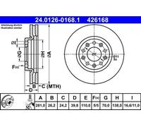 Disco freno ALFA ROMEO GIULIETTA 1.4 TB 24.0126-0168.1 (1 pz)