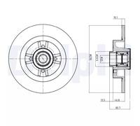 Delphi Disco freno BG9032RS posteriore, pieno – 1 pezzo