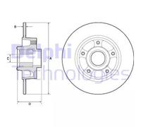 Disco freno DELPHI BG9137RS posteriore, pieno, 1 Pezzo