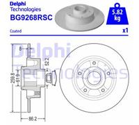Delphi Disco freno BG9268RSC posteriore, pieno, 1 pezzo
