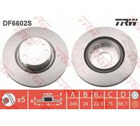 Disco freno (all' unità) TRW DF6602S per BMW Série 1 2.0 116 d
