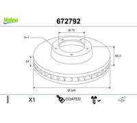 VALEO 672792 Disco freno