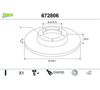 Disco freno (all' unità) VALEO 672806 per RENAULT CLIO