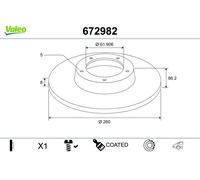 VALEO 672982 Disco freno