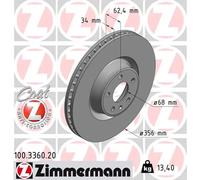 Disco Freno Zimmermann 100.3360.20 Coat Z per Audi Assale Anteriore