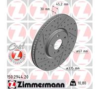 2x ZIMMERMANN 150.2944.20 Coat Z Disco freno Anteriore per MINI Schrägheck (F56)