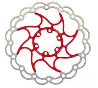 DISCO FRENO ALLIGATOR ARIES 180MM 6 FORI MONOBLOCCO ROSSO ARGENTO BICICLETTA