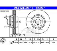 Disco freno anteriore ATE 24.0128-0277.1 per MAZDA CX-5 2.2 D