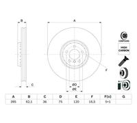 Disco freno anteriore BOSCH 0 986 479 E83 per BMW X5 3.0 xDrive 30 d