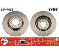DISCO FRENO ANTERIORE DESTRO TRW AUDI Q7 VOLKSWAGEN TOUAREG DF4760S