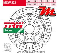 TRW Disco freno con omologazione ABE MSW223,DIAM.320 MM,FLOTT.