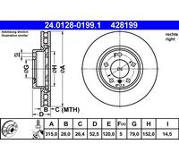 Disco freno Assale anteriore Dx per BMW 3