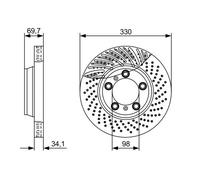 Disco freno Assale anteriore Dx per PORSCHE 911