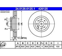 Disco freno Assale anteriore per ALFA ROMEO CHRYSLER FIAT LANCIA BRAVO DELTA MIT