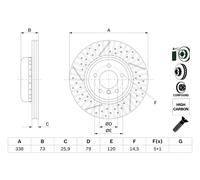 Disco freno Assale anteriore per BMW 1 3