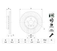 Disco freno Assale anteriore per BMW 5 6