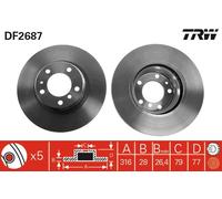 Disco freno Assale anteriore per BMW 7