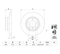 Disco freno Assale anteriore per BMW BMW (BRILLIANCE) 5 5 SERIES