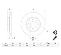 Disco freno Assale anteriore per FIAT FORD 500 500 C KA PANDA