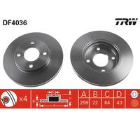 Disco freno Assale anteriore per FORD FORD AUSTRALIA MAZDA 2 FIESTA FOCUS FUSION