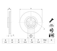 Disco freno Assale anteriore per VOLVO C40 S60 S90 V60 V90 XC40 XC60 XC90