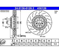 Disco freno Assale anteriore Sx per BMW 5 6