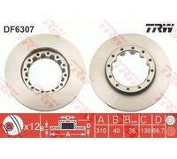 Disco freno Assale posteriore per MITSUBISHI Canter (FB7, FB8, FE7, FE8) Canter