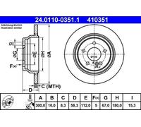 Disco freno ATE 24.0110-0351.1 per MERCEDES-BENZ