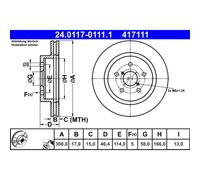 Disco freno ATE 24.0117-0111.1 posteriore, ventilato, 1 Pezzo