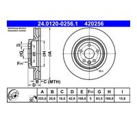 Disco freno ATE 24.0120-0256.1 posteriore, ventilato, 1 Pezzo