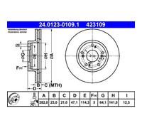 Disco freno ATE 24.0123-0109.1 anteriore, ventilato, 1 Pezzo