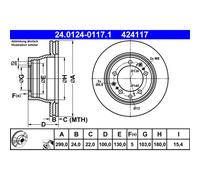 Disco freno ATE 24.0124-0117.1 posteriore, ventilato, altamente carbonizzato, 1 Pezzo